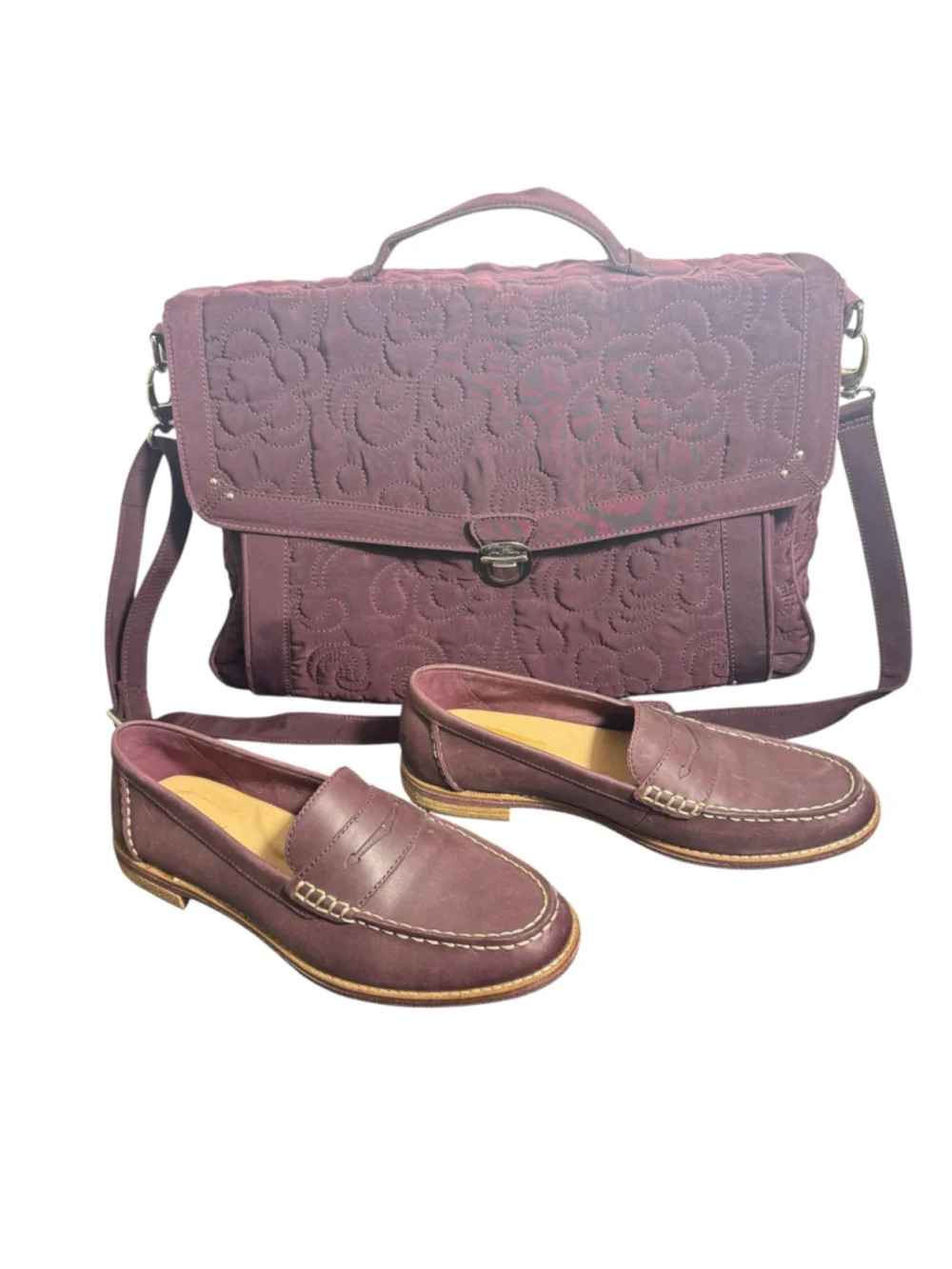 Vera Bradley Retired Plum Purple Quilted Microfiber Laptop Attache Bag